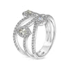 LARGE 1.07CT DIAMOND 14KT WHITE GOLD MULTI SHAPE SOLITAIRE CRISS CROSS FUN RING