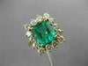 ESTATE LARGE 5.36CT DIAMOND & AAA EMERALD 18K YELLOW GOLD FLOWER ENGAGEMENT RING