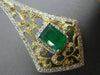 ESTATE LARGE 3.15CT DIAMOND EMERALD 14KT TWO TONE GOLD FILIGREE HANGING EARRINGS