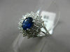 ESTATE WIDE 2.15CT DIAMOND & SAPPHIRE 18K WHITE GOLD DOUBLE HALO ENGAGEMENT RING