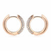 ESTATE WIDE .89CT DIAMOND 18KT ROSE GOLD MULTI ROW CLASSIC PAVE HUGGIE EARRINGS