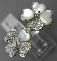 ESTATE .55CT DIAMOND & AAA MOTHER OF PEARL 14KT WHITE GOLD 3D FLOWER HEART RING