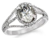 1.57CT DIAMOND & AAA GREEN AMETHYST 18KT WHITE GOLD 3D OVAL & ROUND FLOWER RING