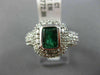 LARGE 2.80CT DIAMOND & AAA EMERALD 14KT WHITE GOLD 3D HALO PAVR ENGAGEMENT RING