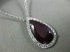 ESTATE 5.48CT DIAMOND & AAA RUBY 18KT WHITE GOLD CLASSIC TEAR DROP HALO PENDANT
