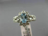 ESTATE 1.49CT DIAMOND & AQUAMARINE 14K WHITE GOLD 3D HALO FLOWER ENGAGEMENT RING