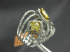 ESTATE LARGE 1.96CT WHITE & FANCY YELLOW DIAMOND 18K TWO TONE GOLD LEAF RING