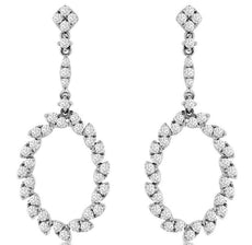 ESTATE .98CT DIAMOND 14KT WHITE GOLD 3D MULTI LEAF OVAL HANGING EARRINGS