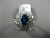 ESTATE WIDE 2.15CT DIAMOND & SAPPHIRE 18K WHITE GOLD DOUBLE HALO ENGAGEMENT RING