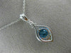 ESTATE 1.54CT DIAMOND & AAA BLUE TOPAZ 14KT WHITE GOLD MILGRAIN FILIGREE PENDANT