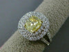 ESTATE LARGE GIA 2.16CT DIAMOND 18KT TWO TONE GOLD DOUBLE HALO ENGAGEMENT RING