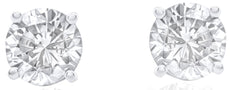 ESTATE .75CT DIAMOND 14KT WHITE GOLD 3D ROUND CLASSIC SOLITAIRE STUD EARRINGS