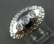 ESTATE WIDE .20CT DIAMOND 14KT WHITE & YELLOW GOLD FILIGREE 3 STONE RING #21033