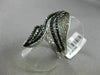 ESTATE MASSIVE 3.18CT WHITE & BLACK DIAMOND 14K WHITE GOLD 3D LEAF COCKTAIL RING