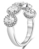 1.50CT DIAMOND PLATINUM OVAL & ROUND MULTI FLOWER SEMI ETERNITY ANNIVERSARY RING
