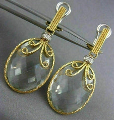 ESTATE EXTRA LARGE 20.06CT DIAMOND & GREEN AMETHYST 14KT 2 TONE HANGING EARRINGS