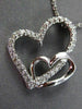 ESTATE .22CT DIAMOND 14KT WHITE GOLD DOUBLE HEART LOVE FLOATING PENDANT W/ CHAIN