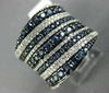 ESTATE LARGE 2.14CT DIAMOND & SAPPHIRE 14KT WHITE GOLD MULTI ROW COCKTAIL RING