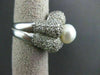 ESTATE LARGE 3.32CT DIAMOND 18KT WHITE GOLD PEARL FLOWER PAVE RING STUNNING!!