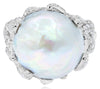 EXTRA LARGE 2.4CT DIAMOND & AAA SOUTH SEA PEARL 18KT WHITE GOLD HANDCRAFTED RING