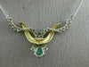 ANTIQUE 1.95CT DIAMOND & AAA EMERALD 14K WHITE & YELLOW GOLD SWIRL NECKLACE 6871