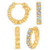 1.15CT DIAMOND 14KT YELLOW GOLD 3D CLASSIC 5 STONE HUGGIE HOOP HANGING EARRINGS