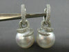 ESTATE LARGE 1.6CT DIAMOND & AAA SOUTH SEA PEARL 18K WHITE GOLD HANGING EARRINGS