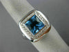 ESTATE LARGE 3.60CT DIAMOND & AAA BLUE TOPAZ 18K WHITE GOLD 3D HALO ITALIAN RING