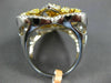 ESTATE EXTRA LARGE 2.88CT WHITE & FANCY YELLOW DIAMOND 18K TWO TONE GOLD 3D RING