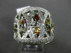 ESTATE LARGE 1.86CT DIAMOND 18KT WHITE GOLD MULTI COLOR FLOATING COCKTAL RING