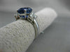 ESTATE LARGE 1.90CT DIAMOND & AAA SAPPHIRE 18KT WHITE GOLD ROUND ENGAGEMENT RING