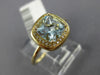 ESTATE 1.44CT DIAMOND & AAA AQUAMARINE 14KT YELLOW GOLD 3D HALO ENGAGEMENT RING