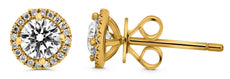 .74CT DIAMOND 14KT YELLOW GOLD 3D ROUND CLASSIC SOLITAIRE HALO MARTINI EARRINGS
