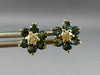 .59CT DIAMOND & AAA SAPPHIRE 14KT YELLOW GOLD 3D FLOWER STUD EARRINGS #MILANO023