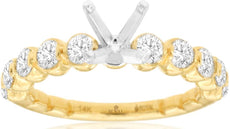 1.0CT DIAMOND 14KT YELLOW GOLD 3D ROUND SEMI ETERNITY SEMI MOUNT ENGAGEMENT RING