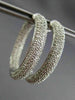 ESTATE LARGE WIDE 6.0CT DIAMOND 14K WHITE GOLD 3D DOUBLE MULTI ROW HOOP EARRINGS
