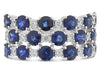 LARGE 4.75CT DIAMOND & AAA SAPPHIRE 14KT WHITE GOLD MULTI ROW ANNIVERSARY RING