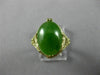 ANTIQUE LARGE AAA OVAL JADE 14KT YELLOW GOLD 3D OPEN FILIGREE LOVE RING #26092