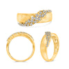 WIDE .27CT DIAMOND 14KT YELLOW GOLD MATTE AND SHINY CRISS CROSS DOUBLE WAVE RING