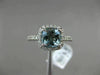 ESTATE .99CT DIAMOND & AAA AQUAMARINE 14KT WHITE GOLD SQUARE HALO ENGAGEMET RING