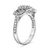 ESTATE 1.08CT DIAMOND & AAA TANZANITE 14K WHITE GOLD 3D PAST PRESENT FUTURE RING