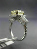 LARGE 3.82CT WHITE & FANCY YELLOW CUSHION DIAMOND 14K WHITE GOLD ENGAGEMENT RING