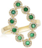 LARGE .69CT DIAMOND & AAA EMERALD 14KT YELLOW GOLD OPEN MARQUISE SHAPE FUN RING