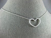 ESTATE .27CT DIAMOND 18K WHITE GOLD 3D CLASSIC OPEN HEART LOVE NECKLACE