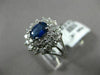 ESTATE WIDE 2.15CT DIAMOND & SAPPHIRE 18K WHITE GOLD DOUBLE HALO ENGAGEMENT RING