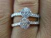 ESTATE .84CT DIAMOND 18KT WHITE & ROSE GOLD 3D DOUBLE FLOWER CLUSTER FUN RING