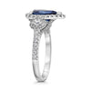 LARGE 2.89CT DIAMOND & AAA SAPPHIRE PLATINUM PEAR SHAPE & ROUND ENGAGEMENT RING