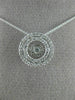 ESTATE .25CT DANCING DIAMOND 14K WHITE GOLD CLUSTER DOUBLE HALO FLOATING PENDANT