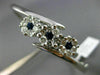ESTATE WIDE 2.60CT DIAMOND & SAPPHIRE 14KT WHITE GOLD 3 FLOWER BANGLE BRACELET
