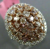 ESTATE EXTRA LARGE 4.23CT MULTI COLOR DIAMOND 18K WHITE & ROSE GOLD 3D OVAL RING